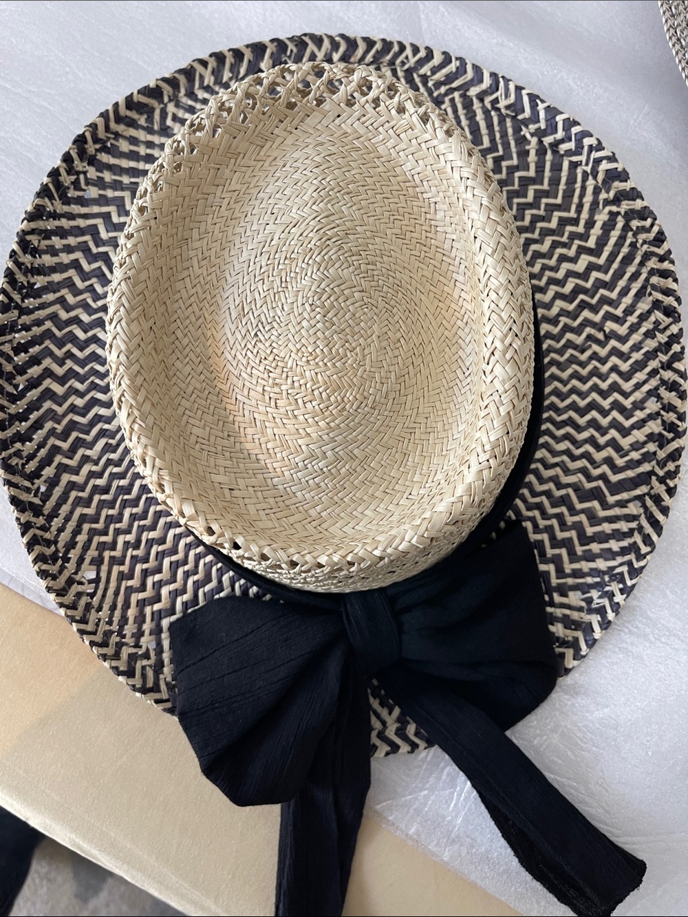 Women’s Wide-Brim Straw Hat with Black Band - Neutral By Scala - Picture 10 of 10
